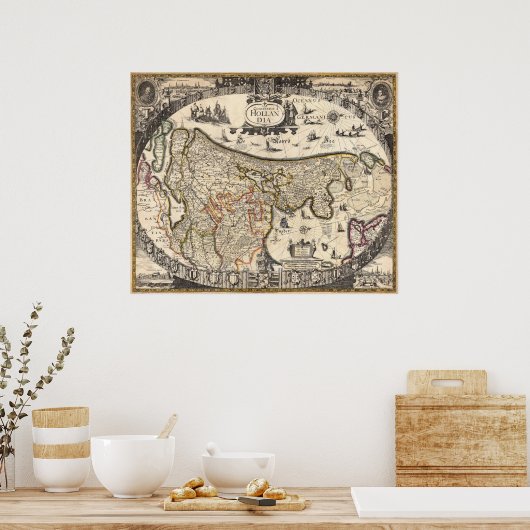 Kaart van Holland Poster (Keuken)