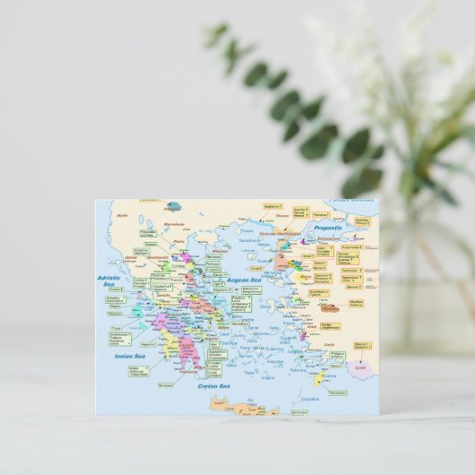 Kaart van Homeric Era Griekenland met Engelse labe (Staand voorkant)