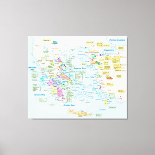 Kaart van Homeric Era Griekenland met Engelse labe Canvas Afdruk