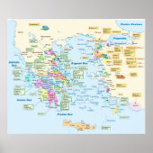 Kaart van Homeric Era Griekenland met Engelse labe Poster (Voorkant)