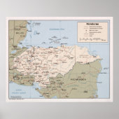 Kaart van Honduras (1985) Latijns-Amerikaanse land Poster (Voorkant)