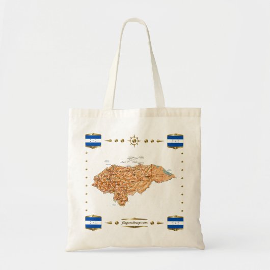 Kaart van Honduras + Klagzak Tote Bag (Voorkant)