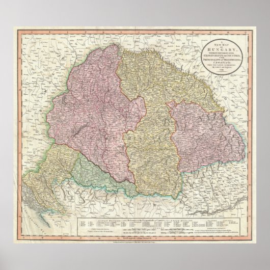  kaart van Hongarije (1799) Poster (Voorkant)