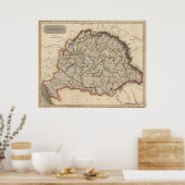  kaart van Hongarije (1817) Poster (Keuken)