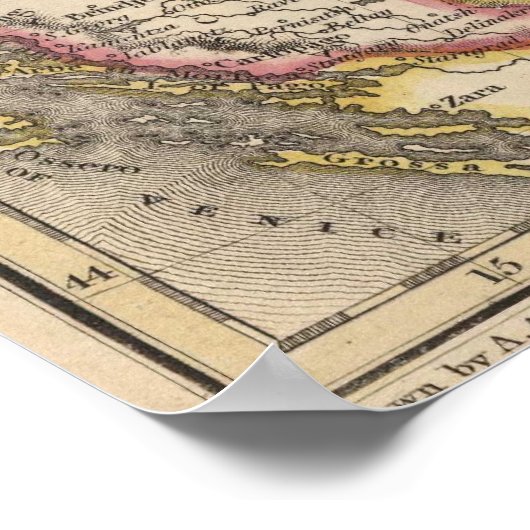  kaart van Hongarije (1817) Poster (Hoek)