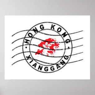 Kaart van Hongkong, poststempel Poster