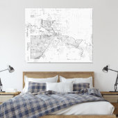kaart van Houston (1920) Canvas Afdruk (Insitu (Slaapkamer))