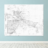kaart van Houston (1920) Canvas Afdruk (Insitu (Houten vloer))