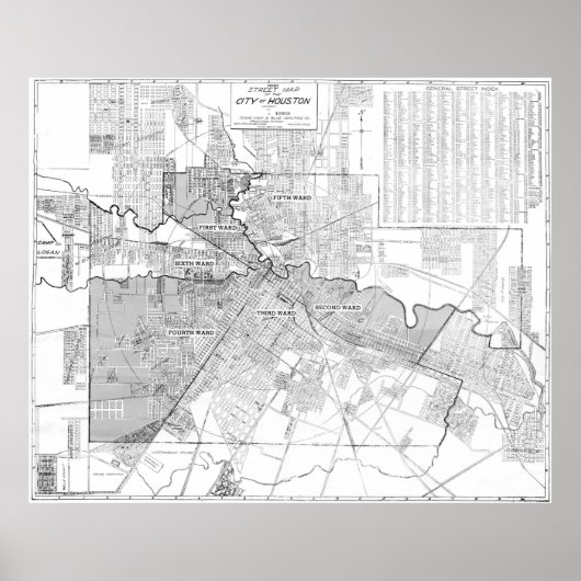 kaart van Houston (1920) Poster (Voorkant)