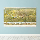  kaart van Houston Texas (1891) Canvas Afdruk (Insitu (Houten vloer))