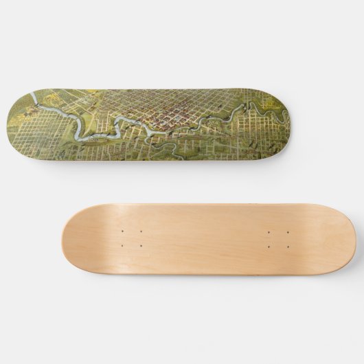  kaart van Houston Texas (1891) Skateboard (Horizontaal)