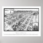 Kaart van Houston, TX vanaf 1912 Poster (Voorkant)