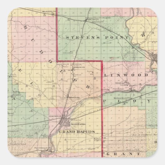 Kaart van houten en Draagweiden Vierkante Sticker (Voorkant)