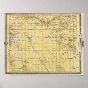 Kaart van Howard County, staat Iowa Poster