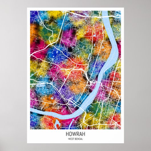 Kaart van Howrah West Bengal Poster (Voorkant)