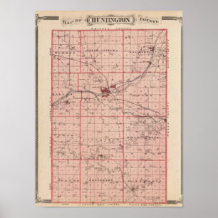 Kaart van Huntington County Poster