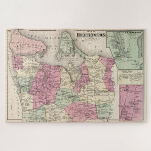  kaart van Huntington NY (1873) Legpuzzel