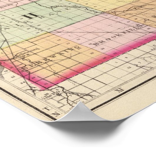 Kaart van Huron County, Michigan Poster (Hoek)