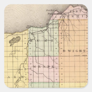 Kaart van Huron County, Michigan Vierkante Sticker