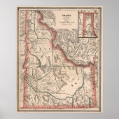  kaart van Idaho (1883) Poster (Voorkant)