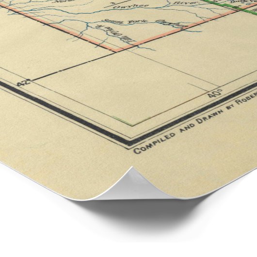 kaart van Idaho (1891) Poster (Hoek)