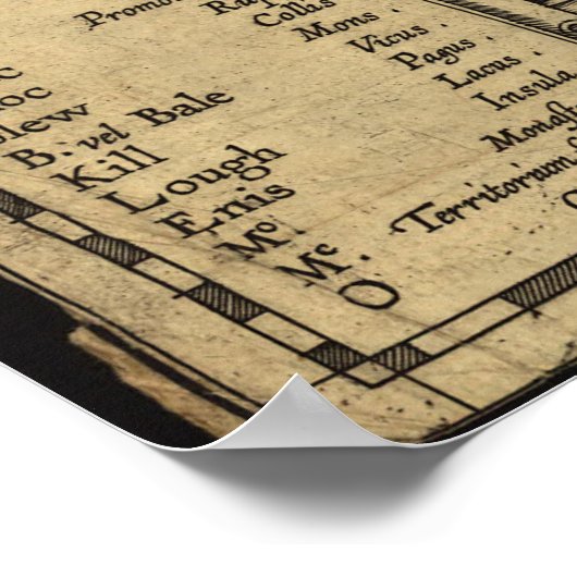  kaart van Ierland (1606) Poster (Hoek)