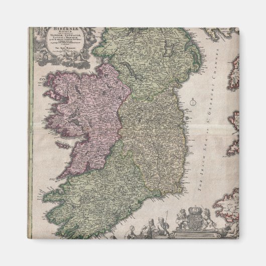  kaart van Ierland (1716) Magneet (Voorkant)