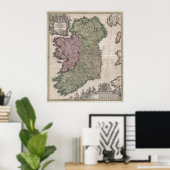 kaart van Ierland (1716) Poster (Thuiskantoor)