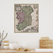 kaart van Ierland (1716) Poster (Keuken)