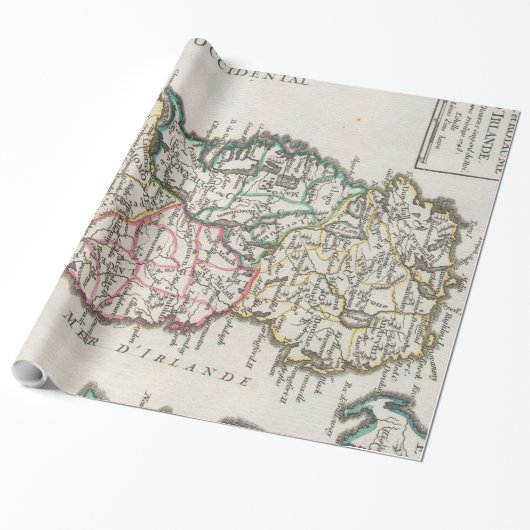 kaart van Ierland (1748) Cadeaupapier (Uitgerold)