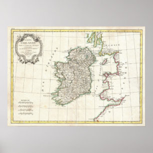 kaart van Ierland (1771) Poster
