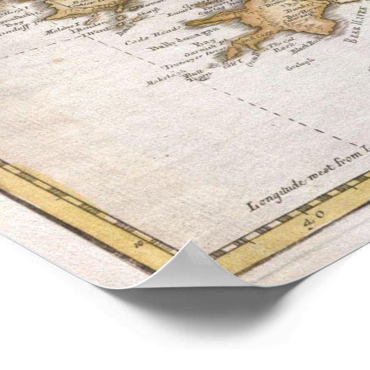 kaart van Ierland (1794) Poster (Hoek)