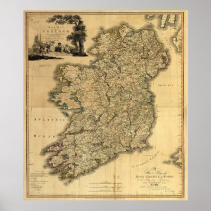 kaart van Ierland (1797) Poster