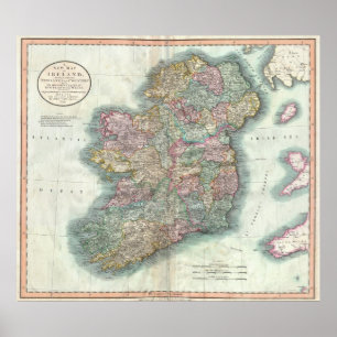  kaart van Ierland (1799) Poster