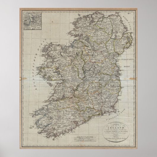  kaart van Ierland (1804) Poster (Voorkant)