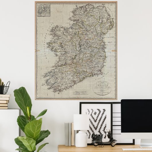  kaart van Ierland (1804) Poster (Thuiskantoor)