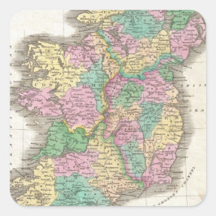 kaart van Ierland (1827) Vierkante Sticker
