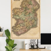  kaart van Ierland (1831) Poster (Thuiskantoor)