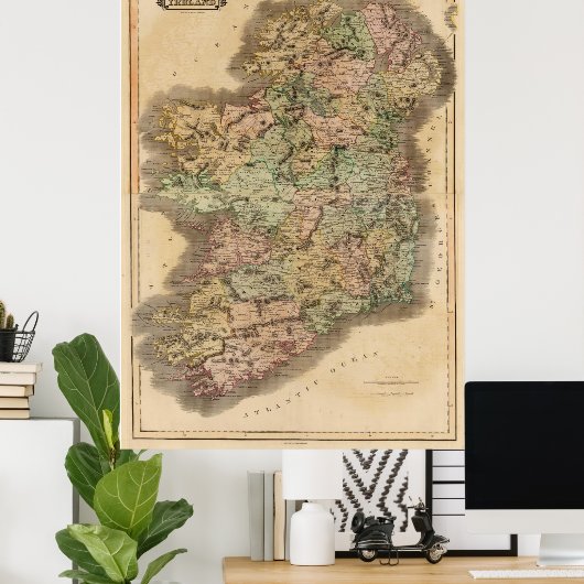  kaart van Ierland (1831) Poster (Thuiskantoor)