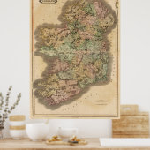  kaart van Ierland (1831) Poster (Keuken)