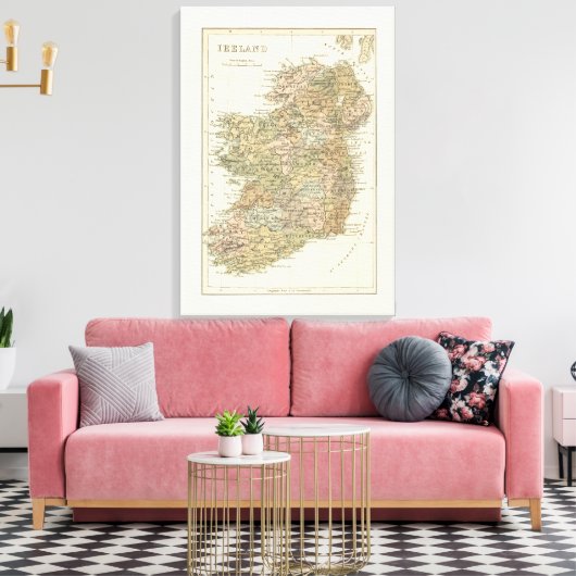  kaart van Ierland 1862 Canvas (Insitu (Woonkamer))