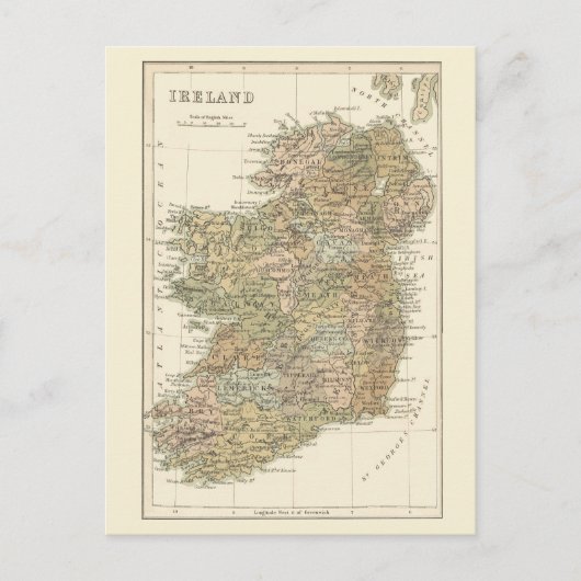 Kaart van Ierland 1862 Huwelijk Save The Date (Voorkant)