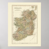  kaart van Ierland 1862 Poster (Voorkant)