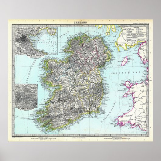 Kaart van Ierland (1891) Poster (Voorkant)