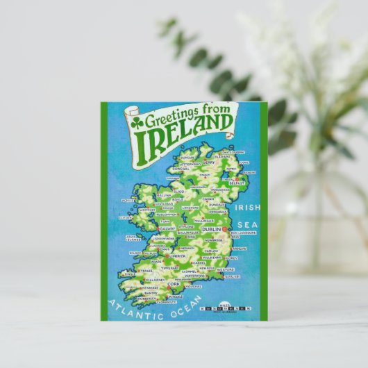  kaart van Ierland Briefkaart (Staand voorkant)