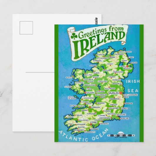  kaart van Ierland Briefkaart (Voorkant / Achterkant)