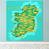 Kaart van Ierland Canvas Afdruk (Insitu (Houten vloer))