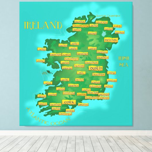 Kaart van Ierland Canvas Afdruk (Insitu (Houten vloer))