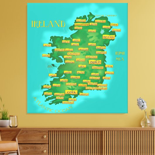 Kaart van Ierland Canvas Afdruk (Insitu (Woonkamer))