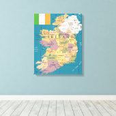 kaart van Ierland Canvas Afdruk (Insitu (Houten vloer))